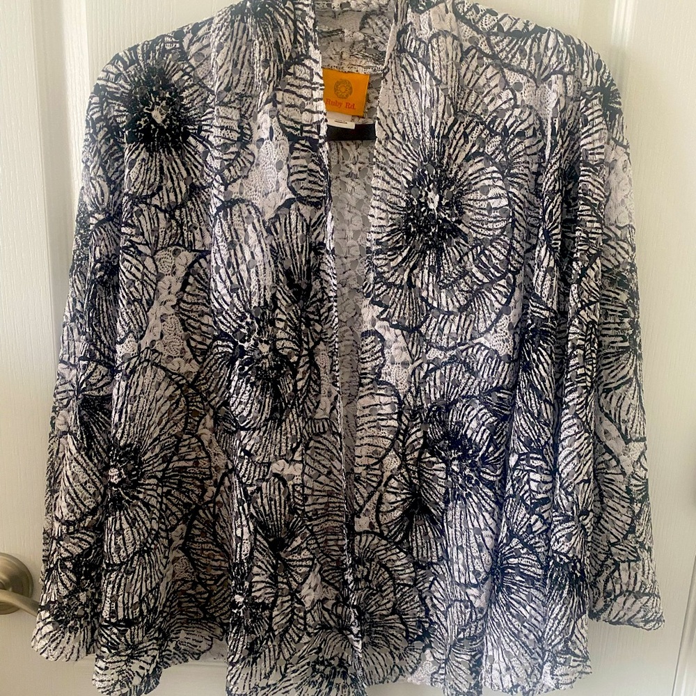 Ruby Rd. Monochrome Textured Cardigan